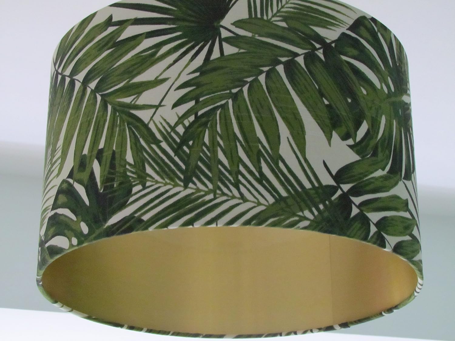 Botanical Palm Leaves Drum Lampshade Ceiling Light Shade Brushed Gold