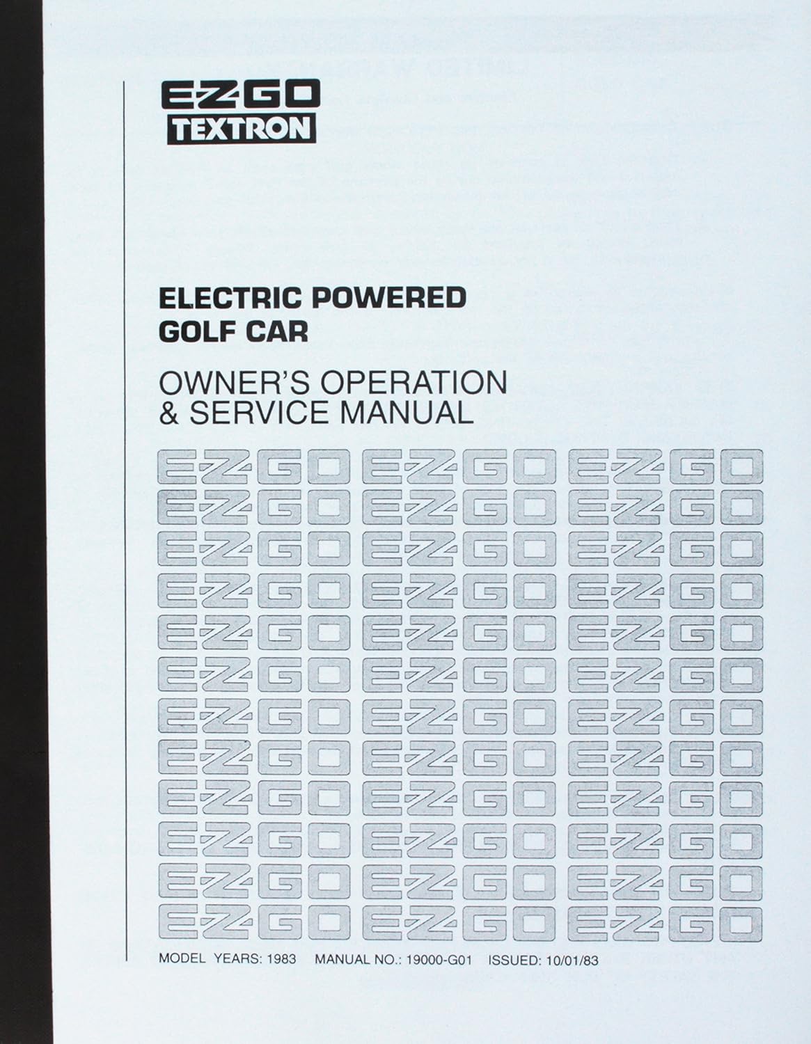 Amazon.com : EZGO 19000G1 1983 Service Manual for Electric Golf Car :  Outdoor Decorative Fences : Garden & Outdoor