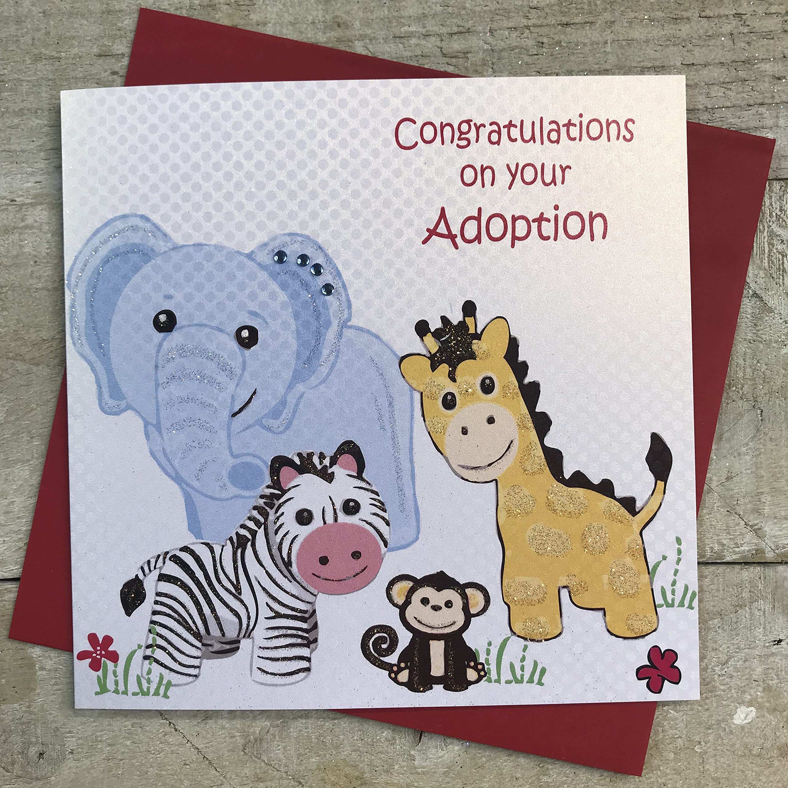 white cotton cards "Congratulations On Your Adoption Handmade Card, White, PD124