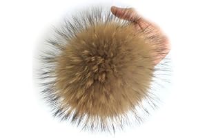 Fosrion 6.3" Diameter Big Raccoon Fur Pom Ball for Shoes Boots Hat Handbag Charms DIY Snap Button