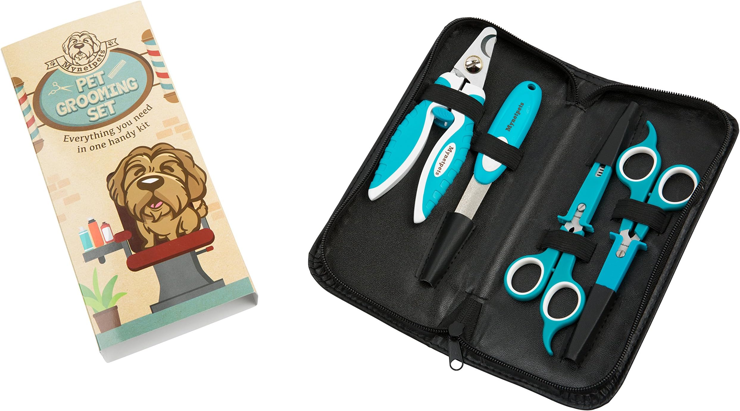 Mynetpets Dog Grooming Kit; Nail Clippers, Thinning Scissors, Cutting Scissor and Nail File. for Dogs, Cat, Puppies and Kittens