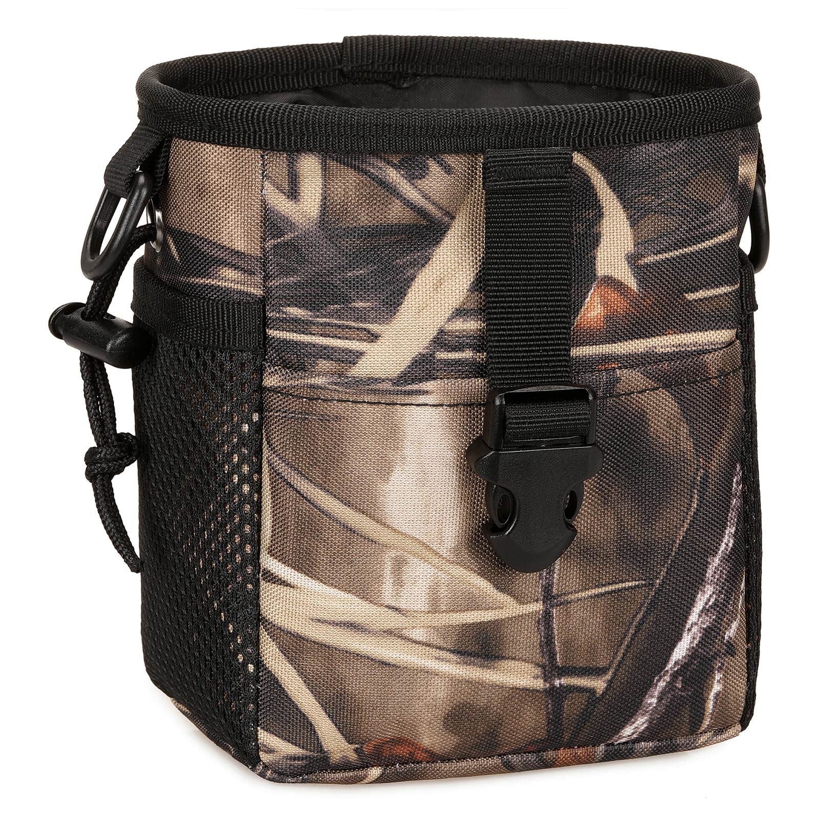 HUNTVP Tactical Dump Slingshot Pouch Molle Military Catapult Slingshot Small Storage Bag Pouches with Drawstring for Hunting Hiking Camping Outdoors Activities (Brown-camo-L)