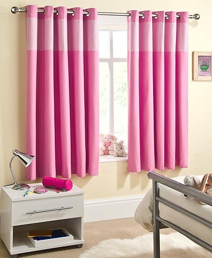 Pink Gingham Kitchen Curtains Blackout Thermal 46 X 54 Drop
