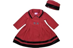 Good Lad Toddler thru 4/6X Girls Double Breasted Fleece Dress coat with Velvet Trim and Matching Hat