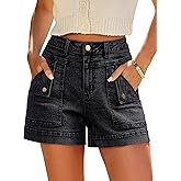 Eddoyee Jean Cargo Shorts for Women Denim Y2k High Waist Stretchy Shorts Sexy Summer Booty Shorts with Pockets