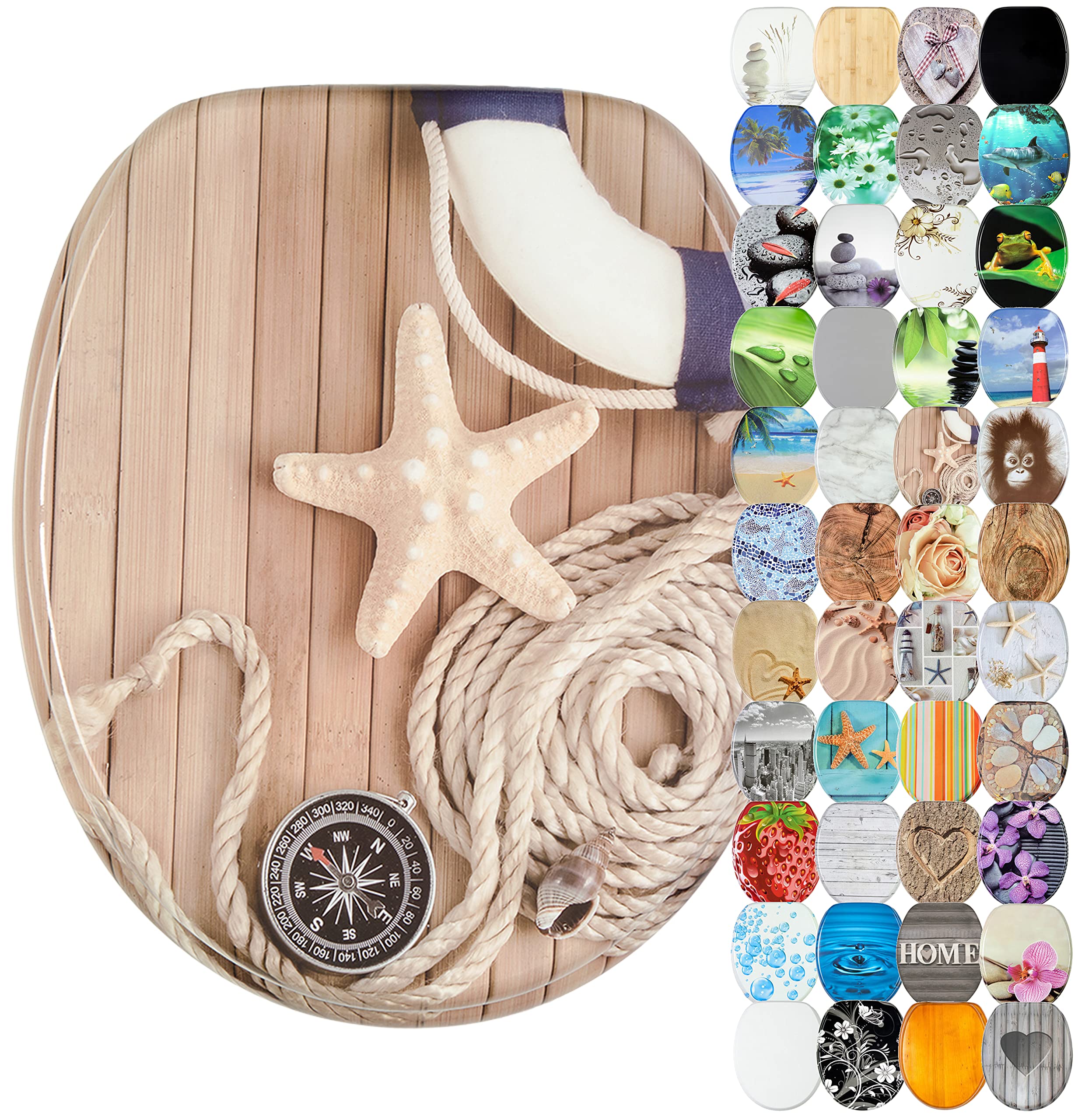 Sanilo Soft Close Toilet Seat, Wide Choice of New Toilet Seats, Stable Hinges, Easy to Mount (Maritime) — image 1