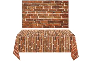 Chuangdi 2 Pcs 4.5 x 9 Feet Stone Wall Backdrop Stone Wall Scene Setter Wallpaper Curtains Door Removable Tablecloth Photo for Medieval Castle Winter Halloween Christmas Party(Retro Red,Brick)