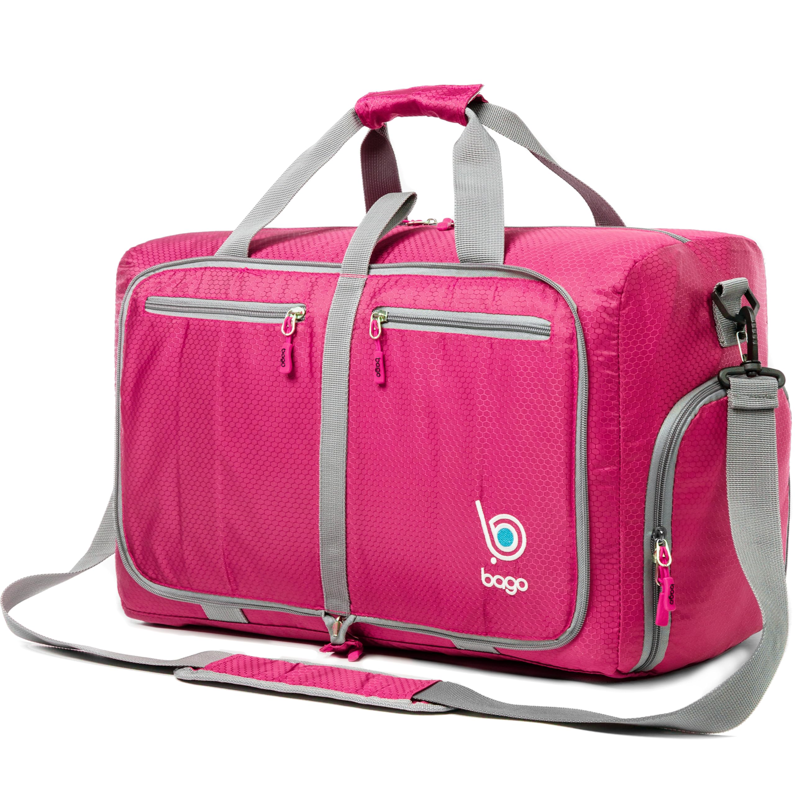 bago Holdall Bags for Men & Women - 40L Spacious Holdall Bag with Shoe Compartment - Save Time & Travel The World in Style & Convenience - Durable, Lightweight & Foldable Duffle Bag (Pink)