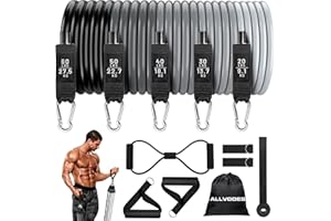 ALLVODESBANDS Resistance Bands, Resistance Band Set, Workout Bands, Exercise Bands for Men and Women, Exercise Bands with Door Anchor, Handles, Legs Ankle Straps for Muscle Training, Physical Therapy, Shape Body