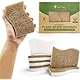 AIRNEX 6 Pack Biodegradable Natural Kitchen Sponges - Eco Friendly Cellulose and Coconut Husk - Non Scratch, Odourless, Dual 