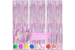 BEEYAKY Pink Curtains for Pink Party Decorations, 3 Pack 3.3ft x 8.3ft Pink Streamers for Birthday Girl Princess Bachelorette Euphoria Theme Party Decorations, Pink Backdrop Photo Booth Props Party Supplies