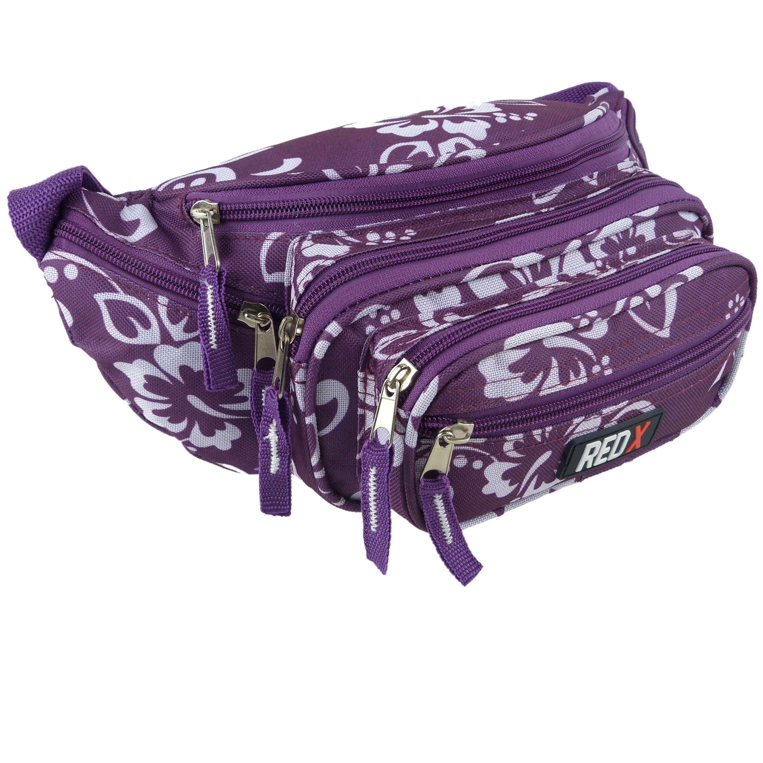 Ladies Mens Canvas Hibiscus Waist Bum Bag Fanny Pack by RED X ® Travel Holiday Security