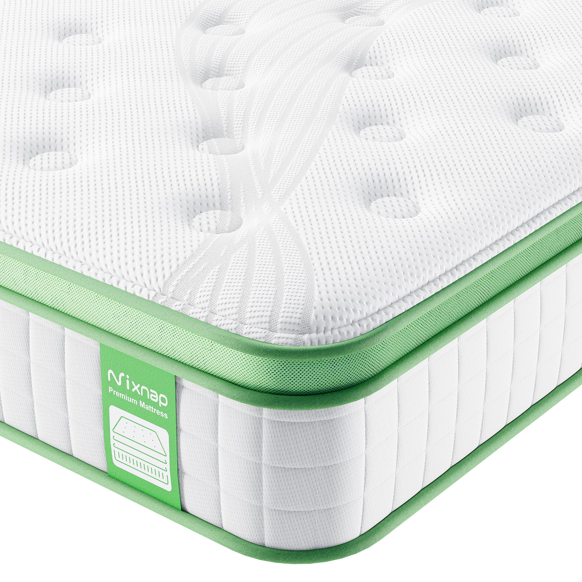 NIXNAP Double Size Mattress, 10 Inch Hybrid Mattress with Gel Memory Foam & Individually Pocket Spring, 9-Zone Orthopedic, Medium Firm for Pressure & Back Pain Relief, 135x190x25cm