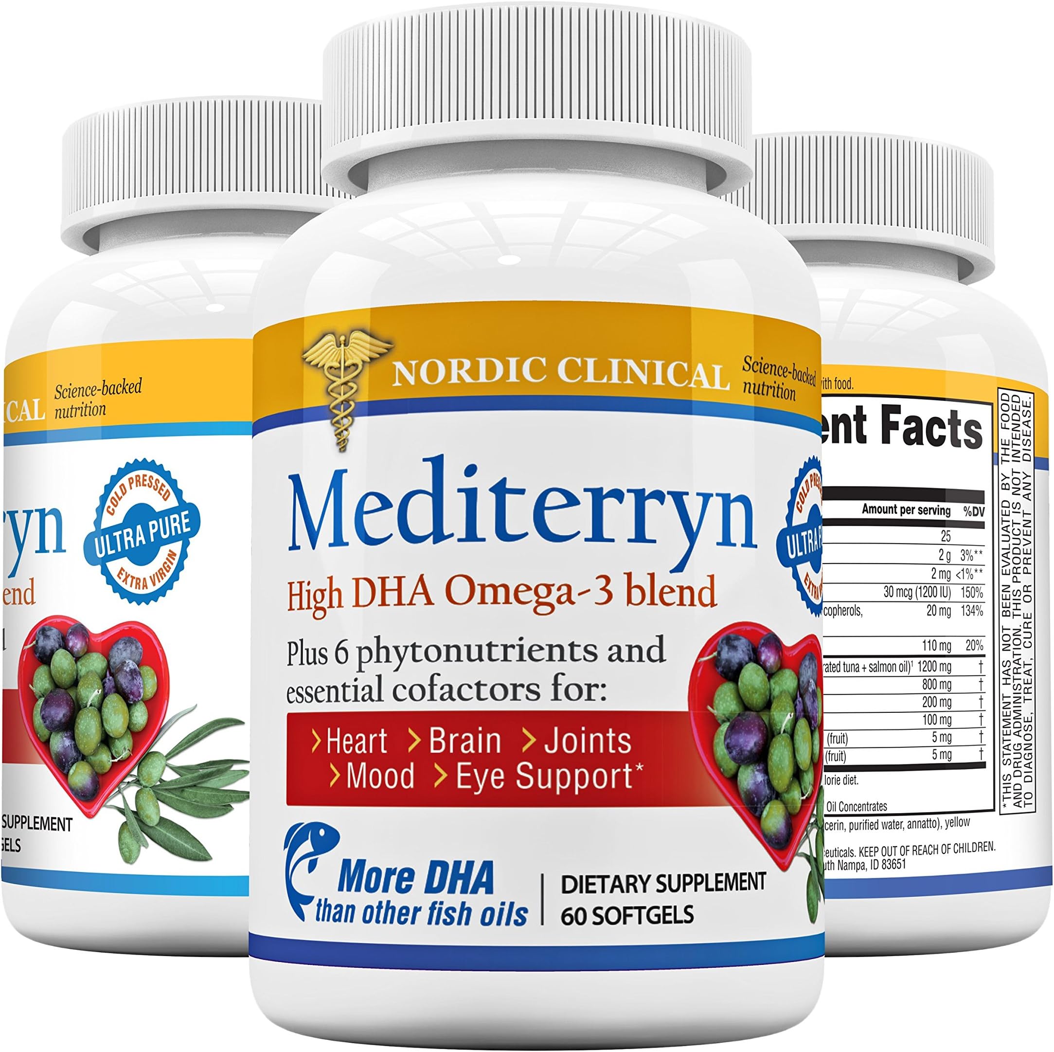 Nordic Clinical - Mediterryn – Omega-3 Supplement – High-DHA Fish Oil – Whole Coffee Fruit Extract – Fresh & Pure – 60 Softgels
