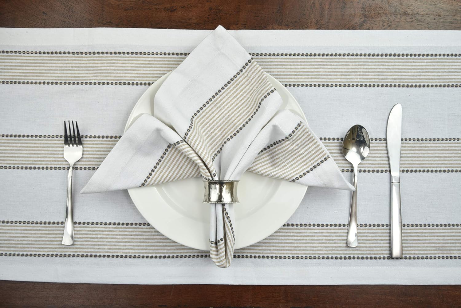 GLAMBURG Cloth Napkin 12-Pack 100% Ring Spun Cotton Dinner Napkin 18x18 with Mitered Corners and a Generous Hem, Cocktail Napkins, Wedding Dinner Napkins, Machine Washable - Beige: Home & Kitchen