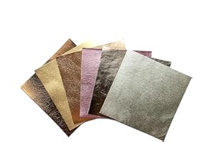 LEATHERAA ITALIAN LEATHER COMPANY Genuine Leather Scraps for Leather Earrings: 6 Metallic Sheets of Real Leather for Crafts Including Rose Gold Leather Piece (5x5 Inches)