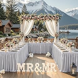 6ft Length Glitter Silver Table Skirt Rectangle
