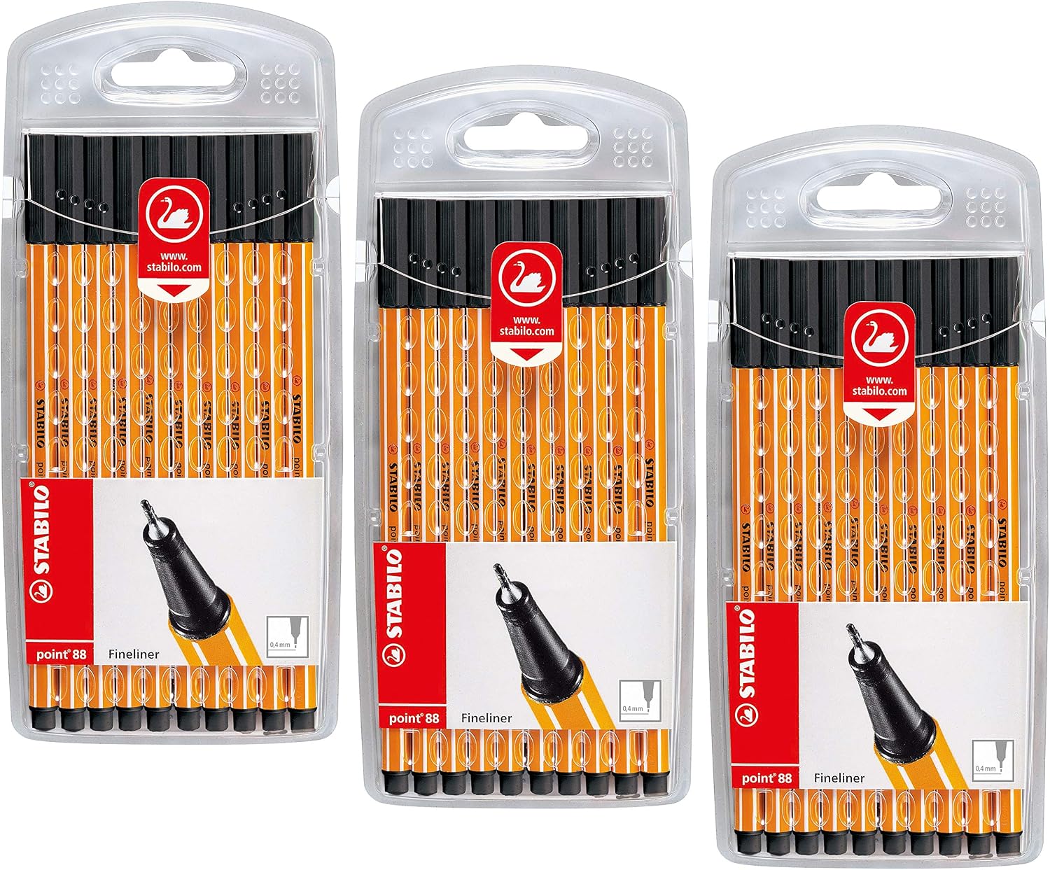 STABILO Point 88 Fineliner Pens Pack of 10 Black, 1 count (Pack of 30)