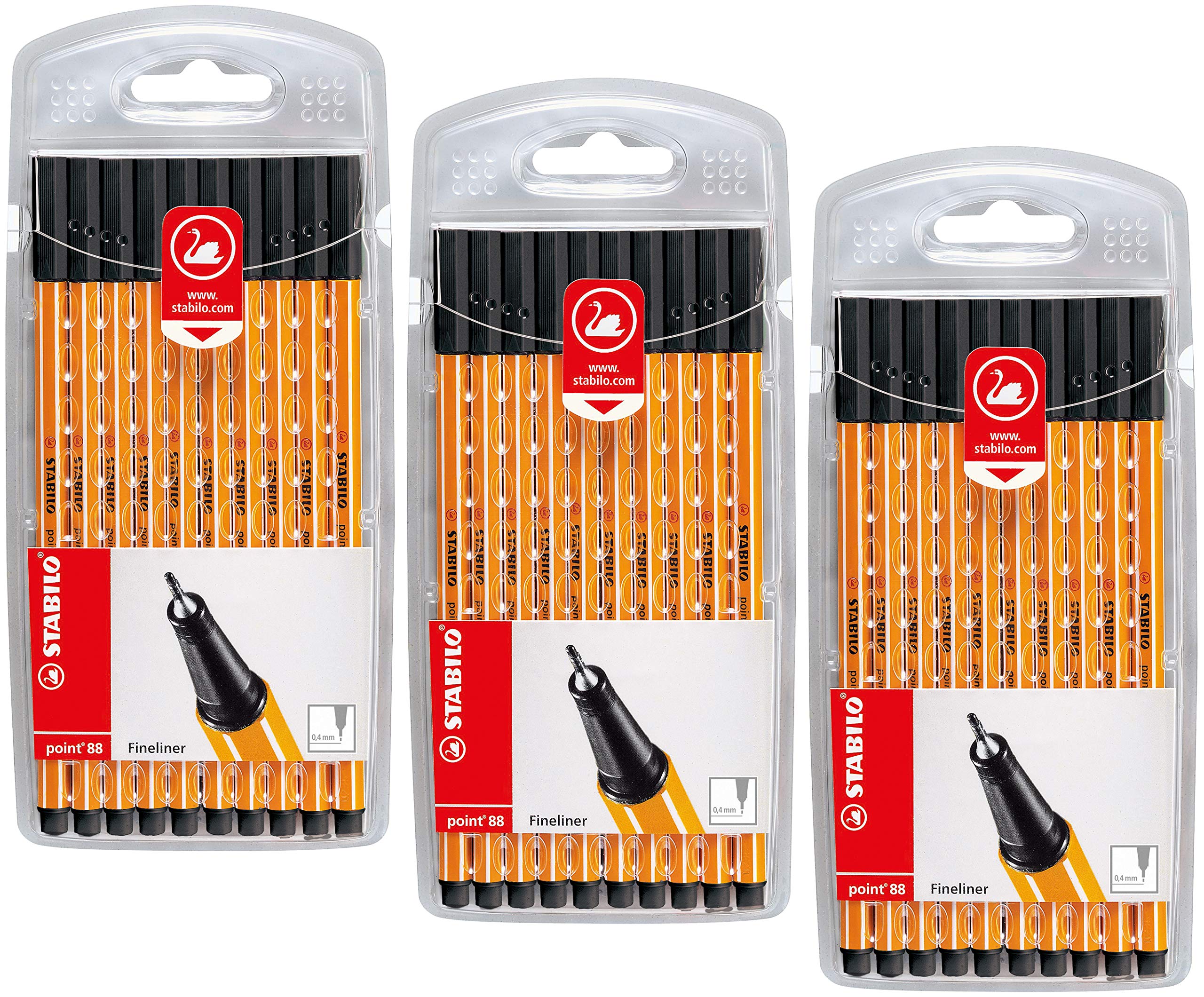 STABILO Point 88 Fineliner Pens Pack of 10 Black