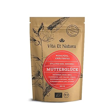 Vita Et Natura'Mutterglück' Milchbildungs- und Stilltee - 80g loser Kräutertee mit Bockshornklee - 100% BIO