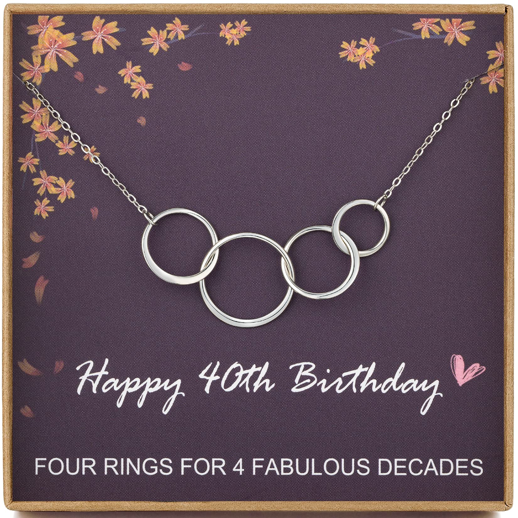 MADAOGO Women's 40th Birthday Necklace, 925 Sterling Silver, 4 Interlocking Infinity Circles