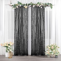 BEDDEB Black Sequin Backdrop Curtain, 2PCS 2FTx8FT