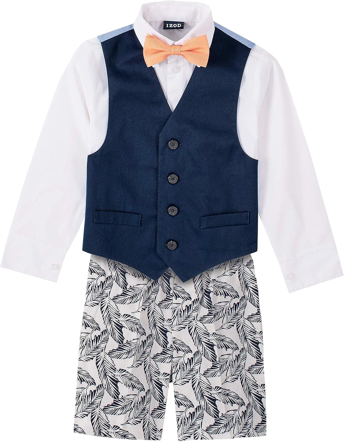 Izod Boys' 4Piece Vest Set with Dress Shirt, Bow Tie
