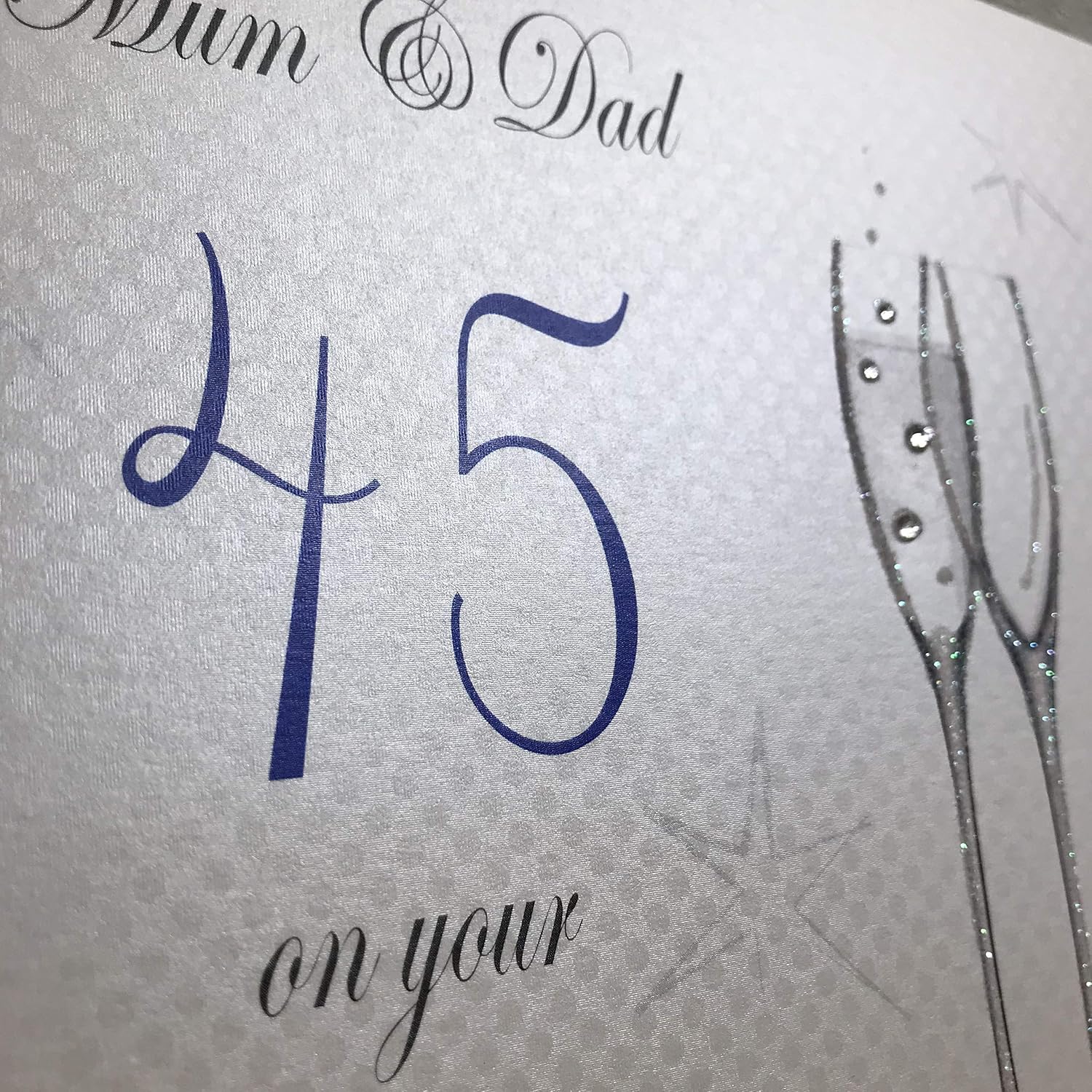 White Cotton Cards Champagne Flutes Mum & Dad On Your Sapphire Anniversary Handmade 45th Anniversary Card, White, P45M - Image 3