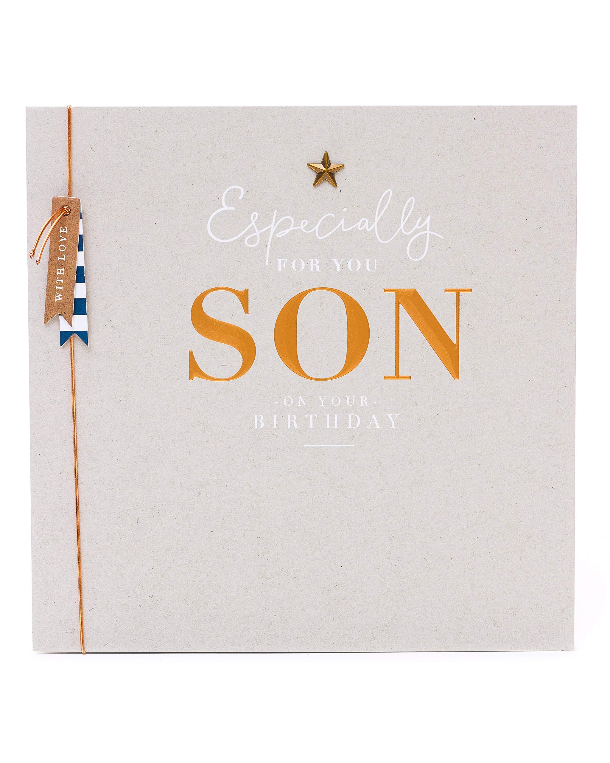 UK Greetings Birthday Card for Son - Gold Lettering Design, Multi, 159mm x 184mm