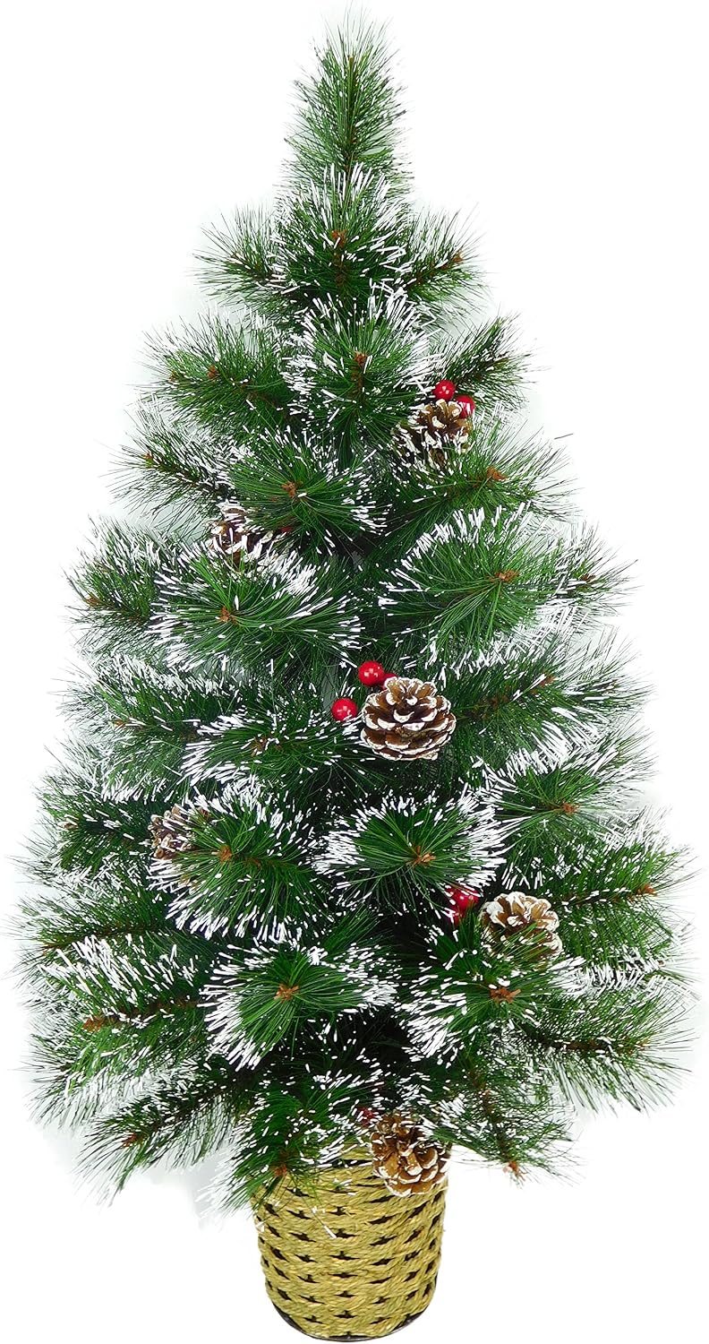 Christmas Concepts® 90cm (36") Decorated Frosted Wall Tree With Natural Cones & Berries - Wall Christmas Tree