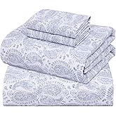 ZOYER 100% Cotton Sheets – Queen Size Percale Bedding, Cooling & Breathable, Durable with a Crisp, Soft & Comfortable Feel, 16" Deep Pocket, 4-Piece Set, Paisley Imprint