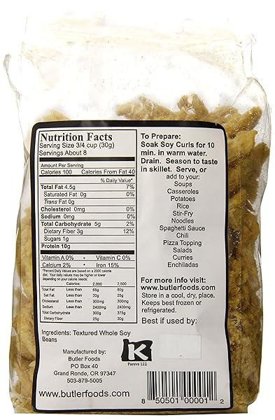 BUTLER FOODS SOY CURLS, 8 OZ