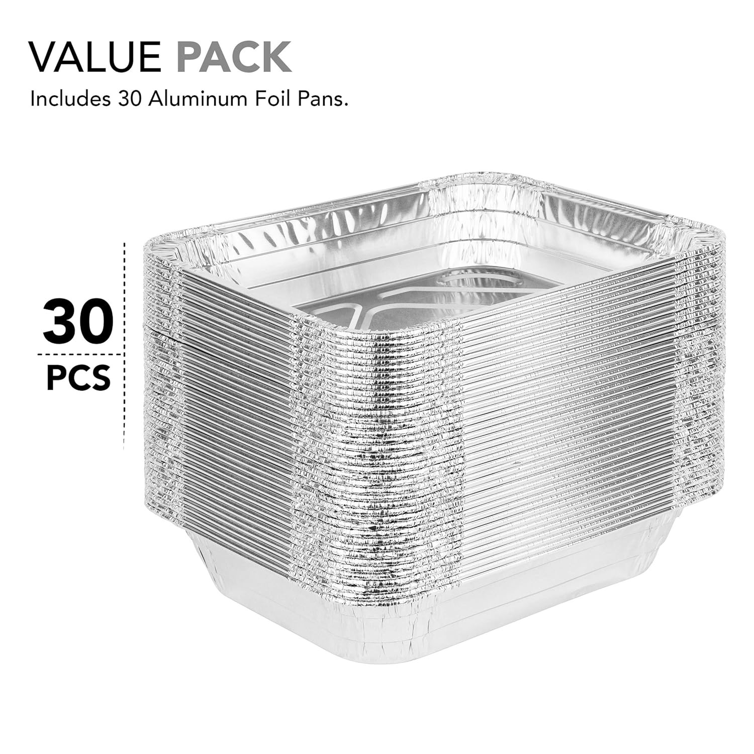 Aluminum Pans 9x13 Disposable Foil Pans (30 Pack) - Half Size Steam Table Deep Pans - Tin Foil Pans Great for Cooking, Heating, Storing, Prepping Food: Kitchen & Dining