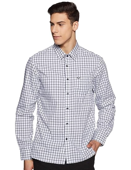 arrow sports men's checkered slim fit casual shirt