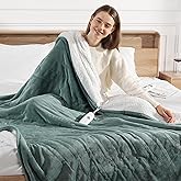 Heating Blanket Queen Electric Blanket 84''X90'', Ultra Soft Silky Flannel and Fluffy Sherpa Heating Blanket with 5 Heat Levels & 10 Hrs Timer, ETL Certified & Overheat Protection, Gifts for Grandma