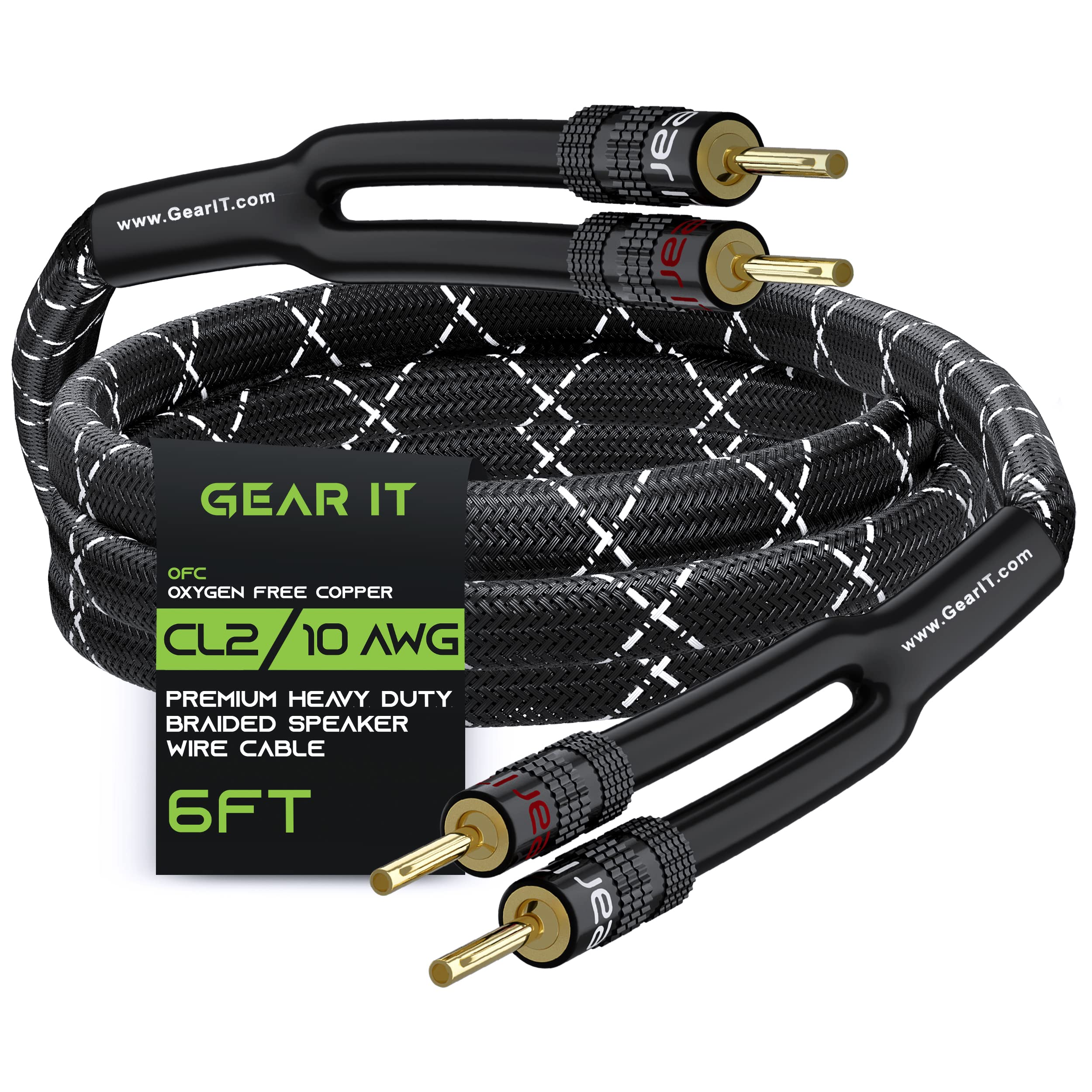 GearIT 10AWG Speaker Cable Wire with Gold-Plated