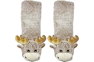 ooohyeah Kids’ Funny Fuzzy Animal Slipper Socks, Cute Soft Non-Slip Warm Socks for Girls & Boys, Size 1-5