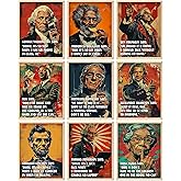 Funny U.S. History Classroom Rules Posters - Set of 9 Unframed 11x14 American History Wall Art | Social Studies Classroom Decorations for Teachers | Bulletin Board Decor