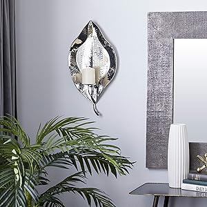 Deco 79 Candlestick Holders Wall Sconce, Silver