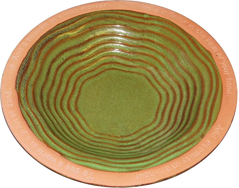 Wildlife World Echoes Ceramic Bird Bath and Drinker Green