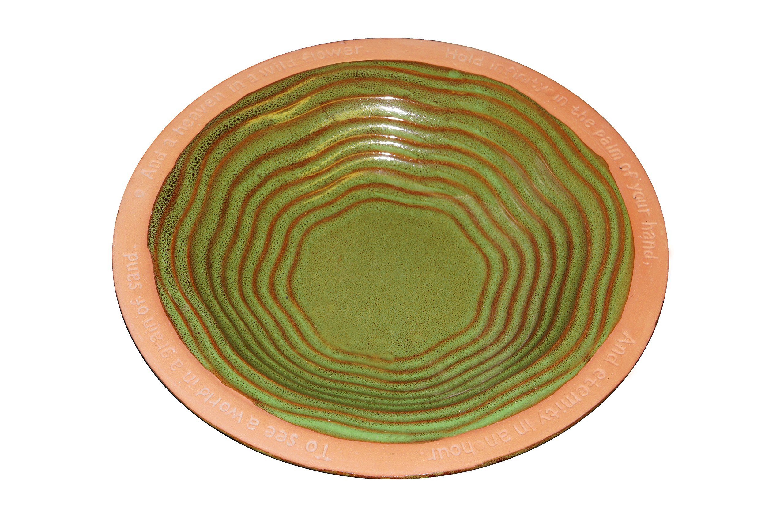 Wildlife World Echoes Ceramic Bird Bath and Drinker Bowl for Outdoor Gardens (Green)