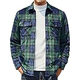 MAGNIVIT Flannel Jacket for Men Sherpa Lined Plaid Fleece Jackets Thick Button Down Flannel Shirt Warm Winter Outwear