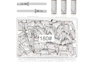 METEOROCK 180 Grit Mini Sanding Bands for Nail, 100 Pcs Small Sanding Bands for Nail with 2 Pcs Mandrel Bits, 3.1 MM Nail Sanding Bands for Acrylic Nails Gel Removing Shaping, Manicures and Pedicure
