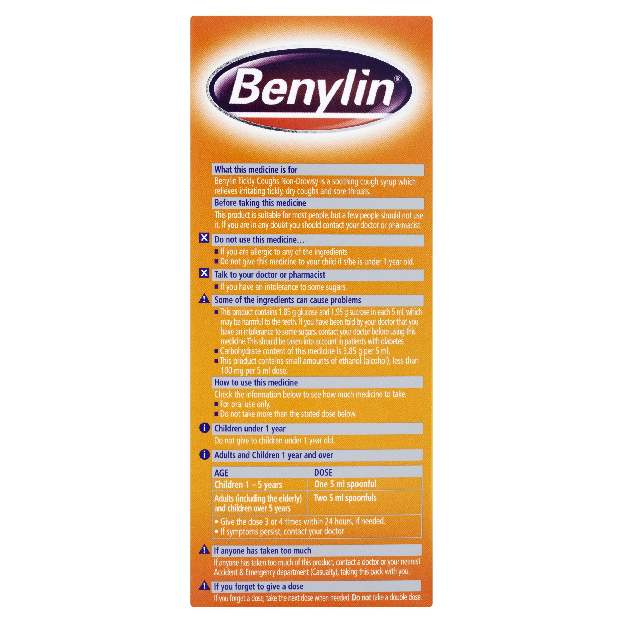 Benylin Adult Tickly Cough Mixture Syrup 150ml Buy Online In United