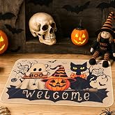 Halloween Welcome Mat for Front Door Cute Ghost Cat Pumpkin Decor 17