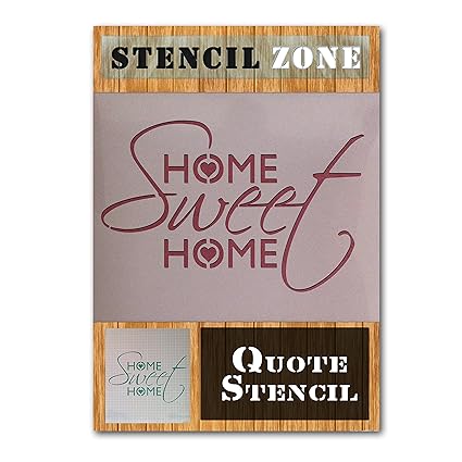 Stencil Zone Wandschablone „Home Sweet Home“, im Shabby-Chic-Stil, Mylar-Schablone, plastik, A4 Size Stencil - Small