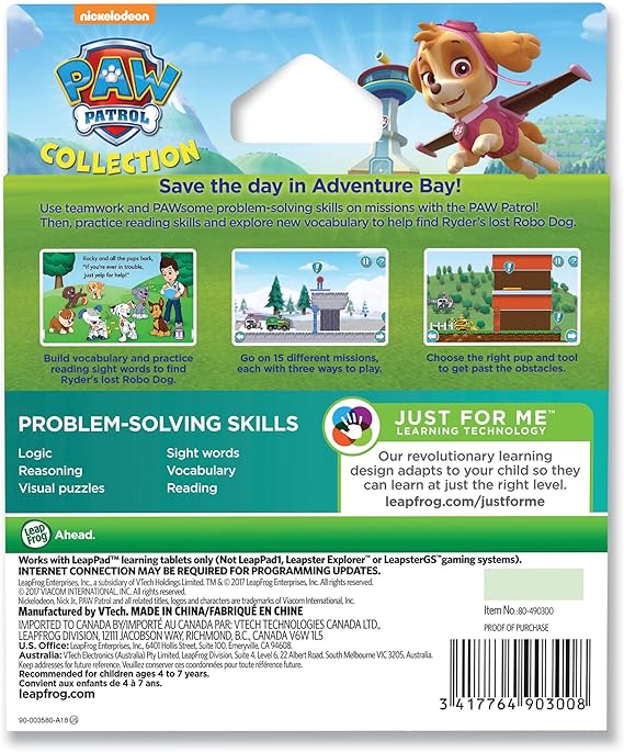 leapfrog paw patrol cartridge
