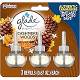 Glade PlugIns Refills Air Freshener, Scented and Essential Oils for Home and Bathroom, Cashmere Woods, 2.01 Fl Oz, 3 Count