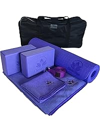 Yoga Set Kit 7-Piece 1 Yoga Mat, Yoga Mat Towel, 2 Yoga Blocks, Yoga Strap, Yoga Hand Towel, FREE Carry Case For Exercises Yogis and Mom