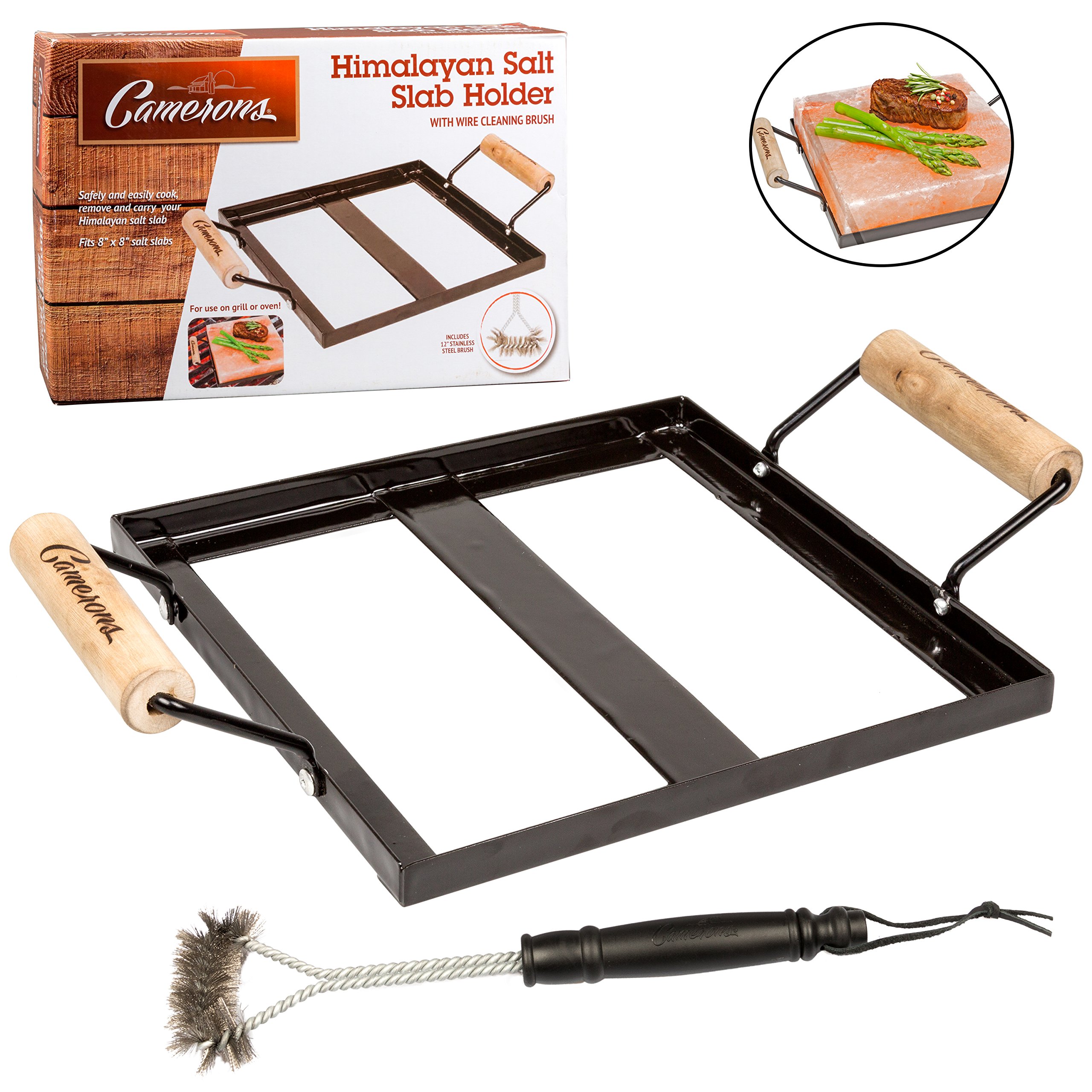 Camerons Products Himalayan Salt Block Holder & Wire Cleaning Brush